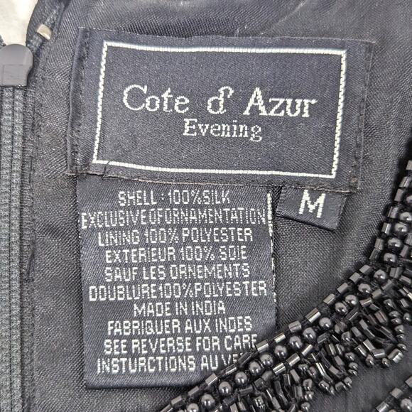 Vintage Cote d' Azur Top Women's Size Medium Black Beaded Silk Evening - Picture 6 of 6